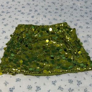 Sequin Embellished Green Skirt
